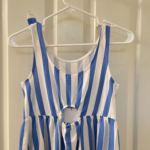 Zara Girls Blue Striped Dress With Bow Tie Straps Size 11-12 NWT - Picture 9 of 12